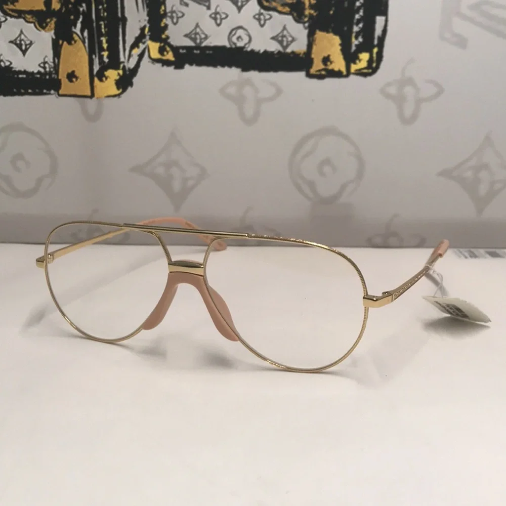 New Authentic Gucci GG0432S 001 Gold Clear Pilot Sunglasses – New
